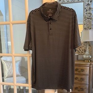Black and Gray Striped Men's Golf Shirt XXL